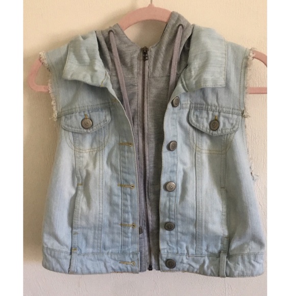 Highway Jeans Jackets & Blazers - Light Denim Hooded Jean Sleeveless Vest